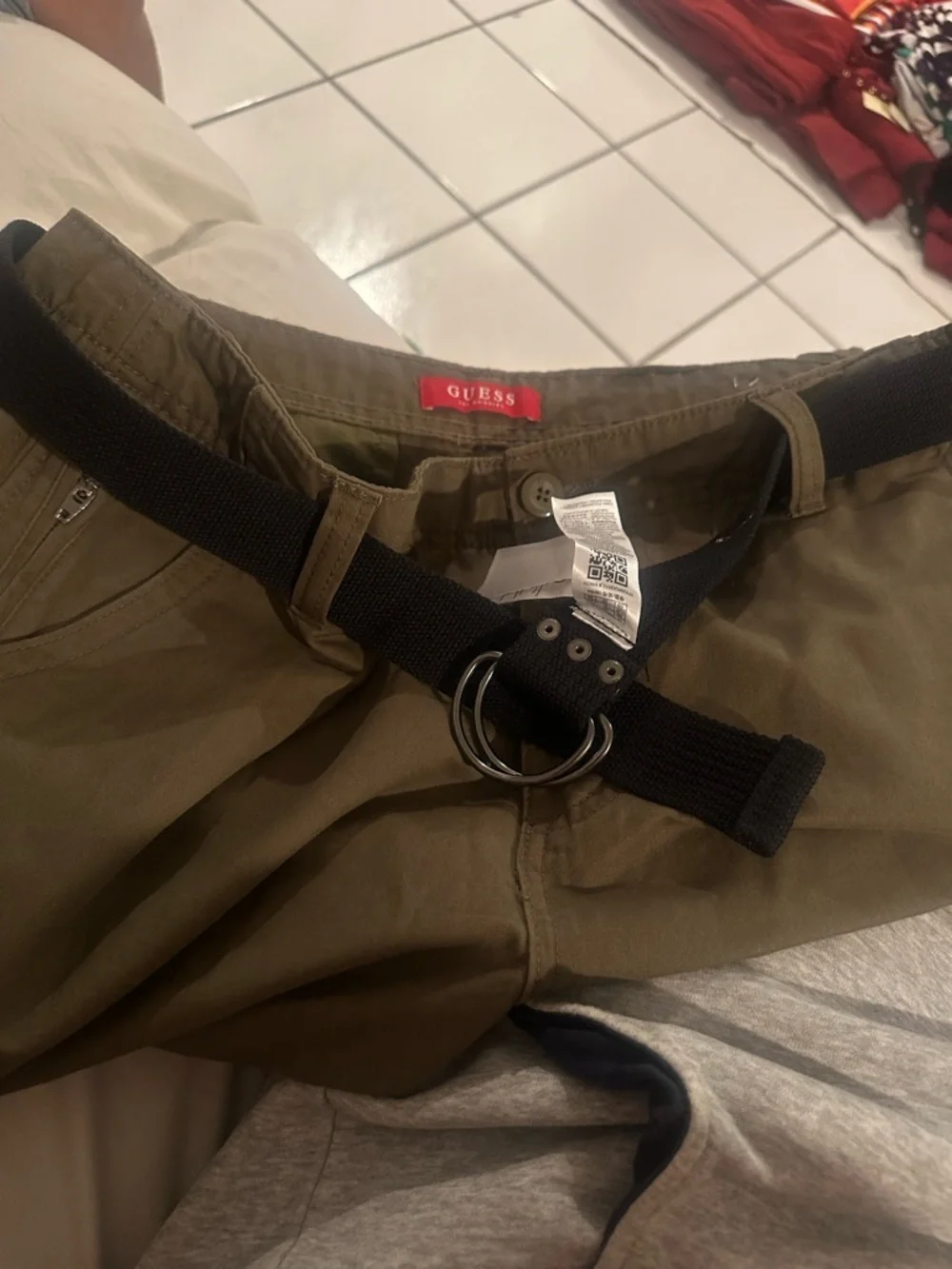 Guess Olive Green Karl Cargo Shorts with Utility Pockets